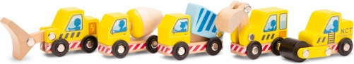 Set aus Holz Bau-Fahrzeugen für Kinder