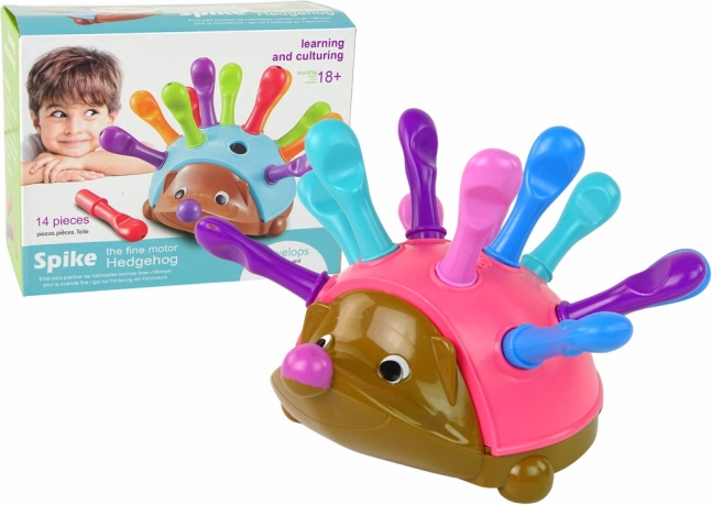 Igel-Einlegepuzzle rosa mit bunten Stacheln