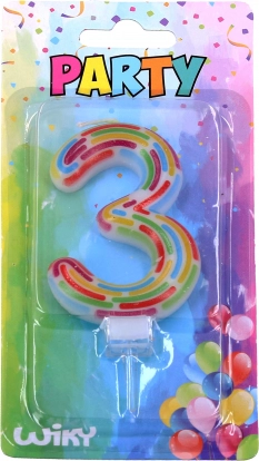 Party-Kerze Zahl 3 mit Streifen