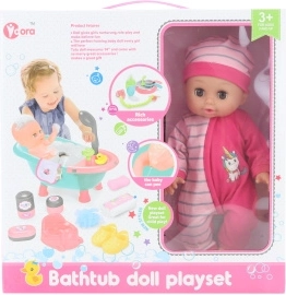 Baby mit Badewanne und Zubehör 28 cm mit Sound