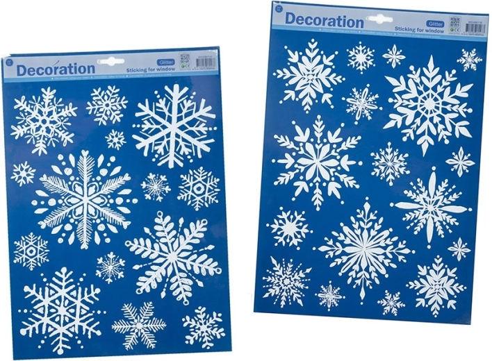 Weihnachtliche selbstklebende Schneeflocken für Fenster mit Glitzer