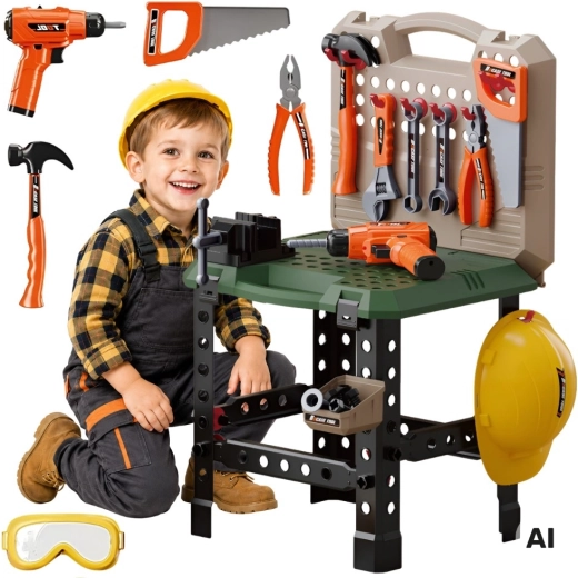 Woopie Werkbank für kleine Heimwerker 2-in-1 (Koffer) 90 Teile
