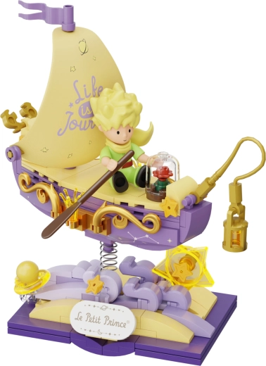 Poetisches Design mit Rose, Sternen und Laterne