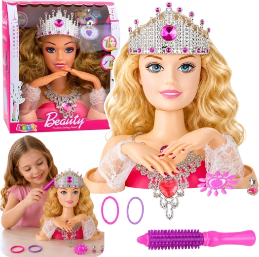 Puppenkopf zum Kämmen und Stylen der Haare mit Zubehör