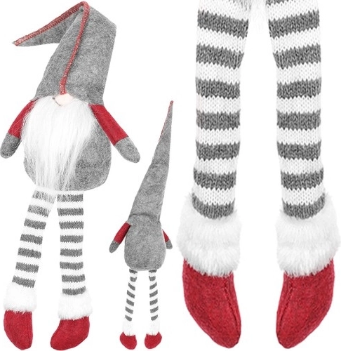 Sitzender Wichtel Textildekoration 50 cm – Grau