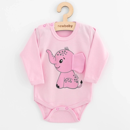 Baby-Body mit langen Ärmeln NEW BABY Happy Elephant rosa