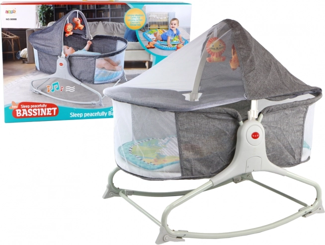 Multifunktionale Babywippe und Wiege 2-in-1 mit Spielmatte – Grau