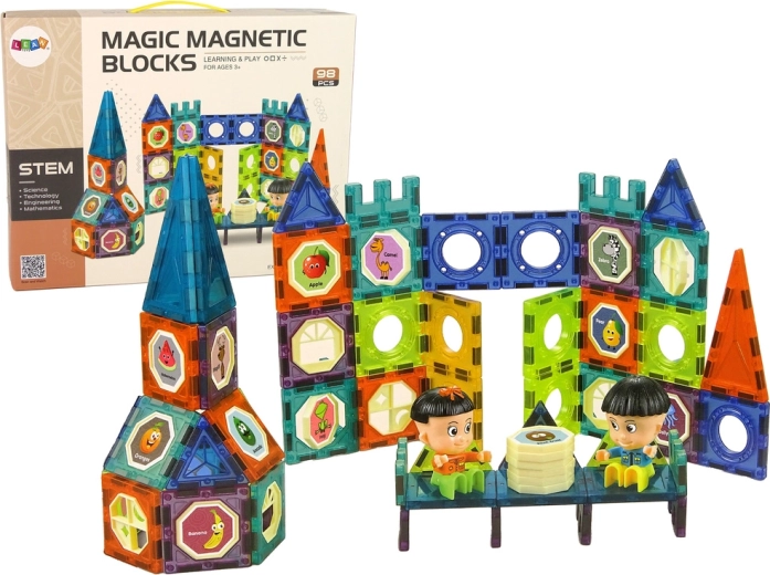 Magnetische 3D-Bausteine – Schloss und Riesenrad, 98 Teile
