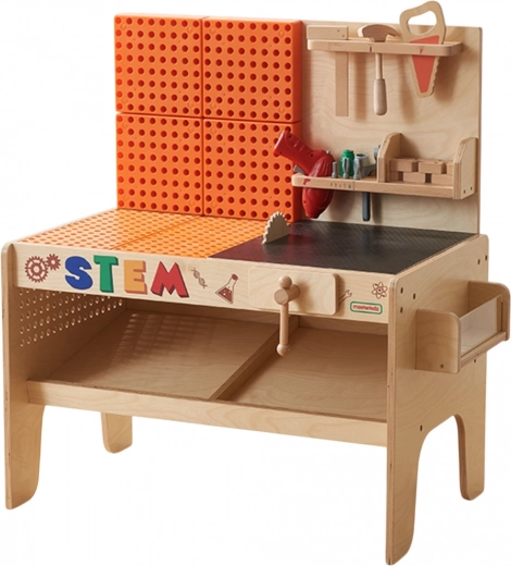 Montessori STEM-Werkbank XXL aus Holz mit Werkzeug