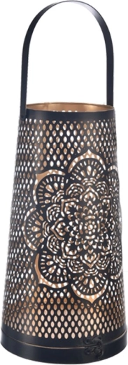 Metall-Kerzenhalter Mandala Schwarz/Gold 30 cm