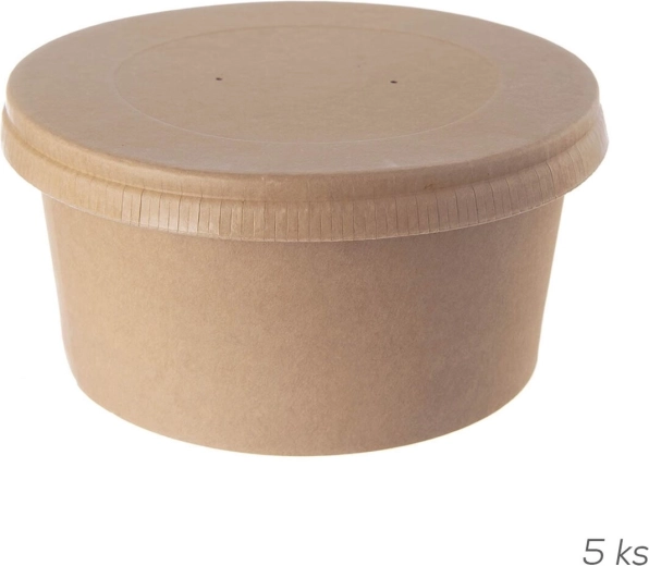 Papier-/PE-Schale Nature mit Deckel 14,5 cm (5 Stk.)