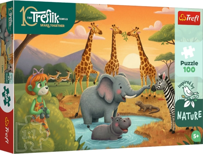 Puzzle mit 100 Teilen – fröhliche Truppe TREFLIK-FAMILIE – TREFL