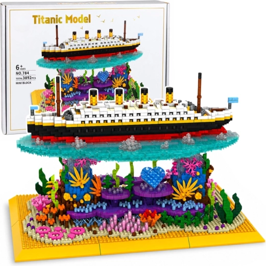 Titanic-Bausatz – Modell eines Ozeandampfers auf einem Korallenriff (3892 Teile)