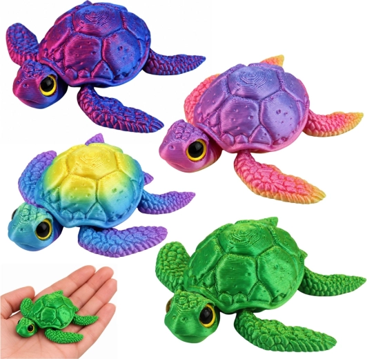 3D-Figur einer Meeresschildkröte mit beweglichen Flossen und Kopf, farbwechselnd 8 cm – 1 Stück