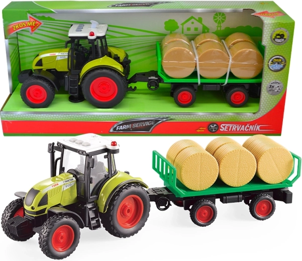 FARM SERVICE Traktor mit Anhänger und Strohballen 1:16