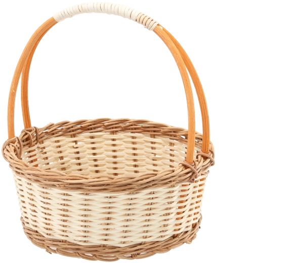 Rattankorb mit Griff in Naturfarbe mit weißen Details 25 × 11/27 cm