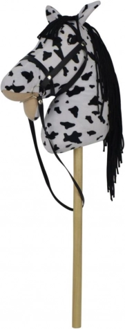 Plüsch-Steckenpferd mit Sound, 70 cm, schwarz‑weiß (Appaloosa)