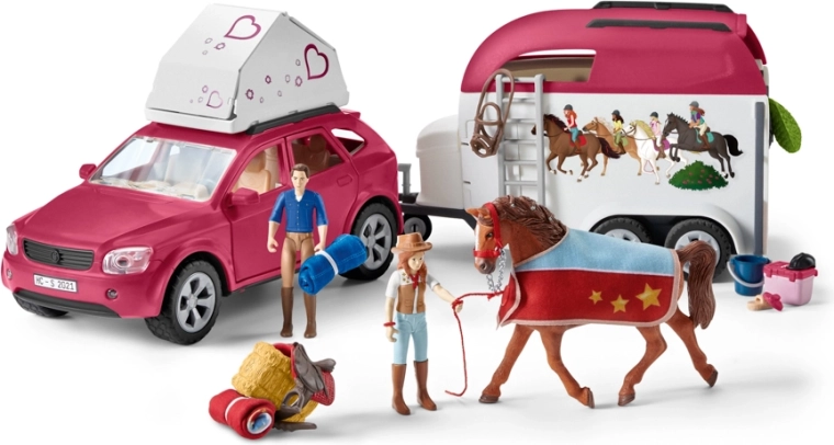Schleich Horse Club Abenteuer-SUV mit Pferdeanhänger und Figuren
