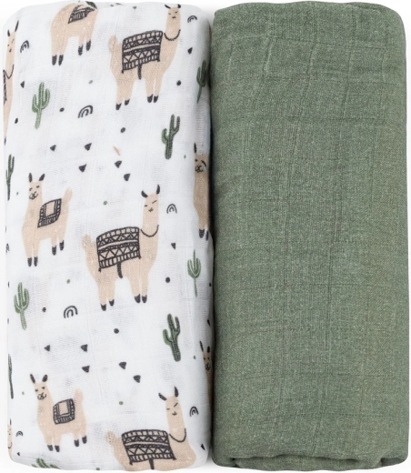 Petite & Mars Bambus-Musselin-Decke (Pucktuch) 2 Stk. Misty Llama Vibes 120 × 120 cm