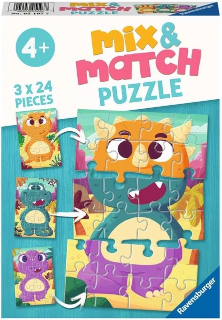 RAVENSBURGER Puzzle Mix & Match: niedliche Dinosaurier 3×24 Teile