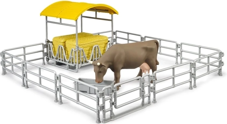 Bruder Heuboden mit Zäunen und Kuh – Bauernhof-Spielset