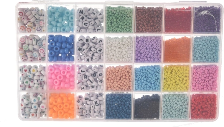 Kreativ-Set zum Auffädeln von Perlen – 28 Farben, 440 g
