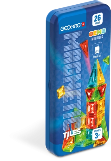 Geomag GEMS Mini Tiles 26 Teile – magnetisches Konstruktionsset im Reisebox