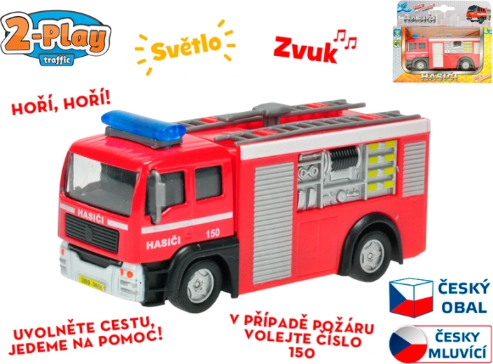 Feuerwehrauto 12 cm mit Rückzug, spricht Tschechisch und leuchtet