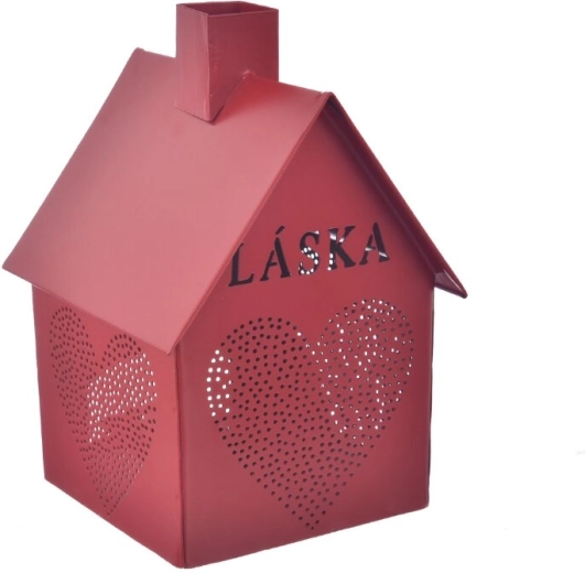 Metallhäuschen für Kerze „Liebe“, rot
