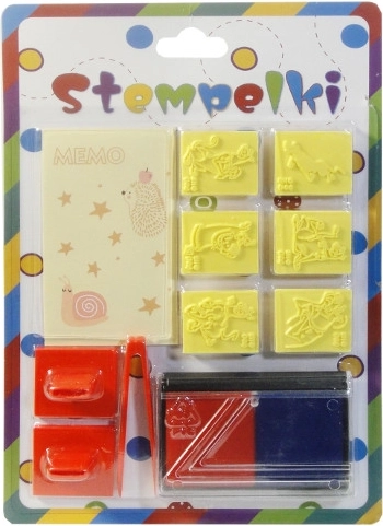 Farbiges Stempelset mit Schwämmchen und Pinzette