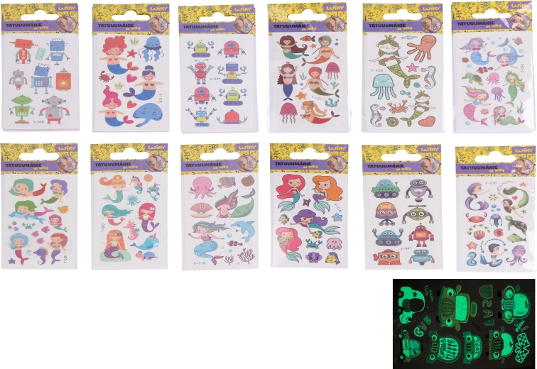 Leuchtende Tattoo-Aufkleber – Mix 10,5 × 6 cm
