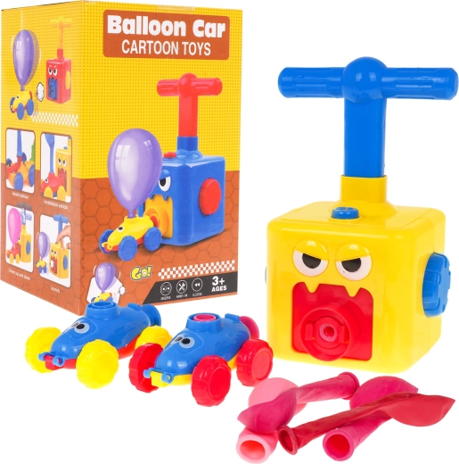 Set aus 2 Autos mit Ballonantrieb für Kinder 3+ mit Handpumpe