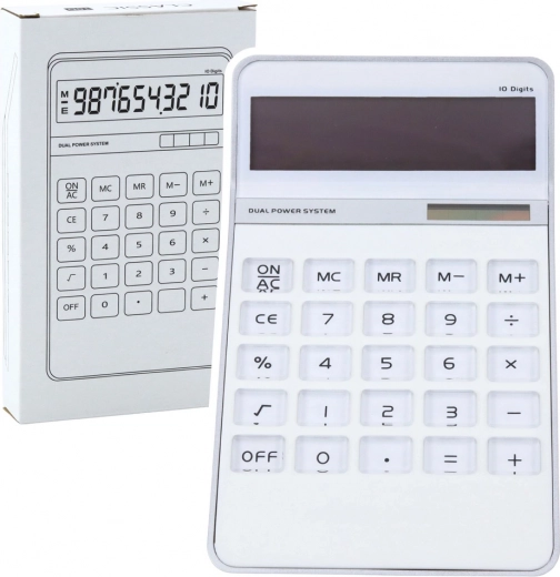 Weiße Bürokalkulator mit 10-stelligem Display