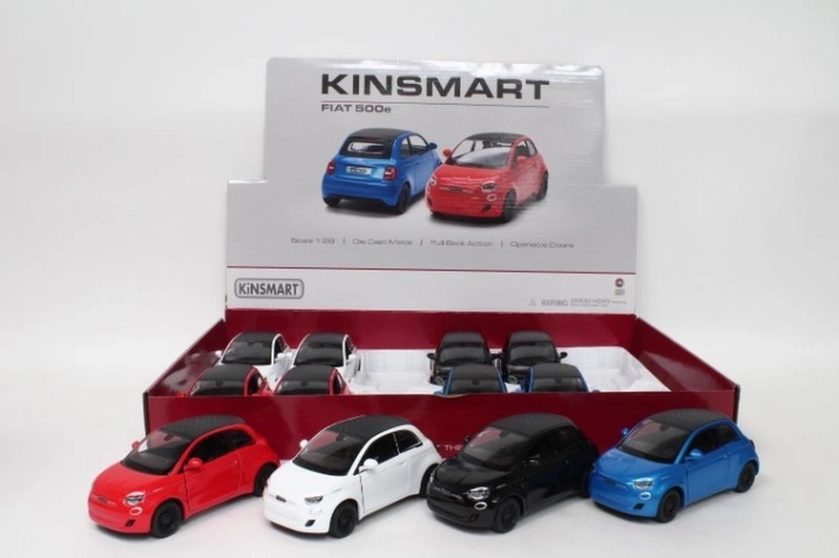 Fiat 500e Automodell 1:28 mit Antrieb (12 Stk. im Verkaufsdisplay)