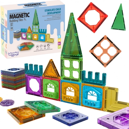 Magnetische 3D-Baumagnetblöcke WOOPIE – Lernset Schloss, 30 Stk.
