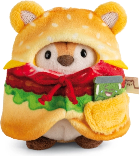 Nici MyMochi Plüsch-Tiger Tiggy 8 cm mit Hamburger-Kostüm und Mini-Gurke, Geschenkset