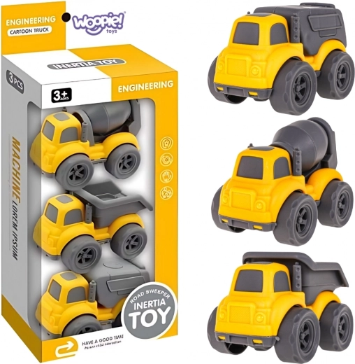Woopie Baustellenfahrzeuge 3-in-1 – Betonmischer, Kipper und Müllwagen