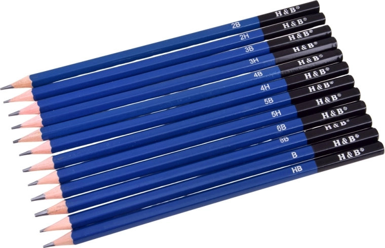 Breites Härtespektrum der Graphitstifte (2H–8B)