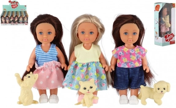Puppe mit Haustier 12 cm in Schachtel, 3 Varianten