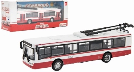 Metall-Oberleitungsbus (ÖPNV) mit Rückzugantrieb 16 cm rot-weiß - 1 Stück