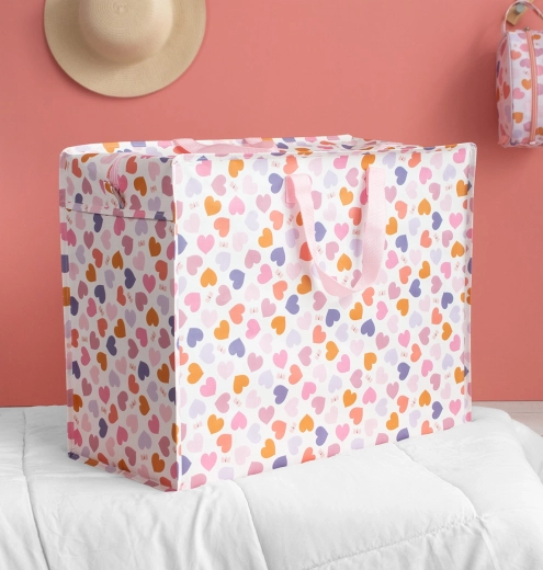 A Little Lovely Company XL Aufbewahrungstasche mit Herzmotiv