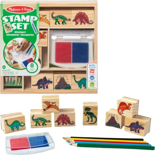 Melissa & Doug Kreativset Dinosaurier – Stempel, Stempelkissen und Buntstifte