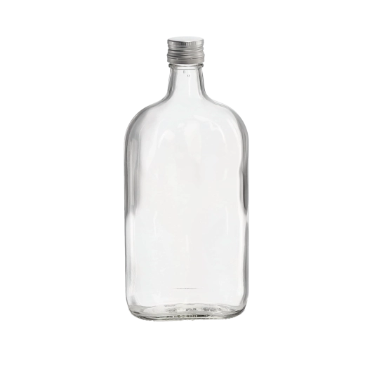 Flache Glasflasche 500 ml mit Aluminium-Schraubverschluss