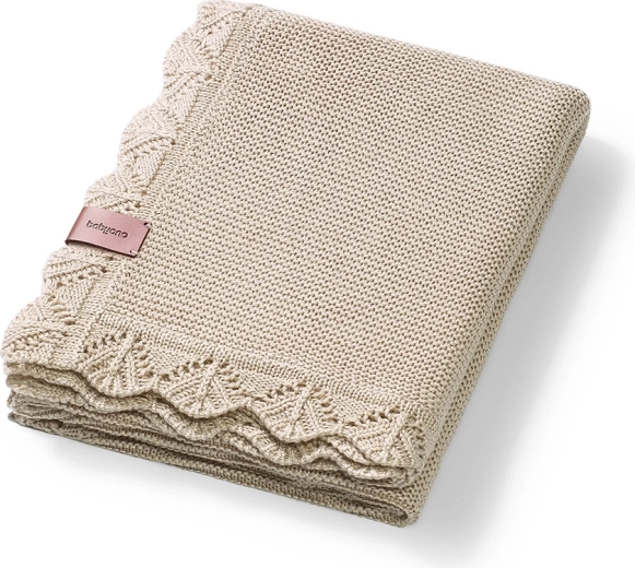Babyono gestrickte Bambusdecke Light Beige 75 × 100 cm