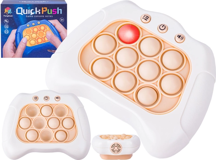 Elektronisches Anti-Stress-Spiel Pop It mit erhabenen Bubble-Tasten, Lichtern und Sounds – weiß – 1 Stück