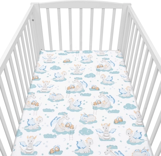 Baumwoll-Spannbettlaken für das Kinderbett NEW BABY Drachen 120 × 60 cm