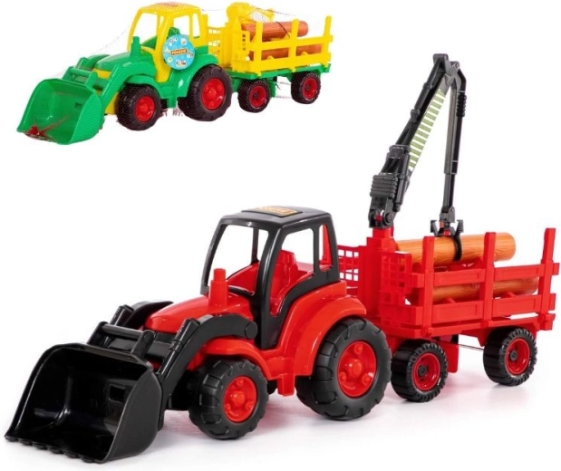 Traktor mit Frontschaufel und Forstanhänger