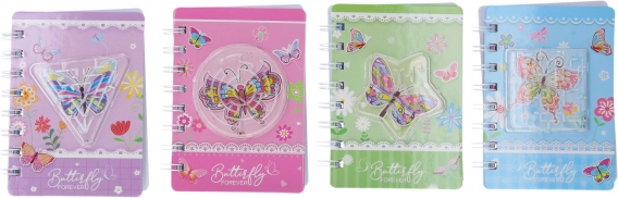 Notizblock 8 × 11,5 cm, 60 Seiten, mit Labyrinth und Schmetterlingsmotiv