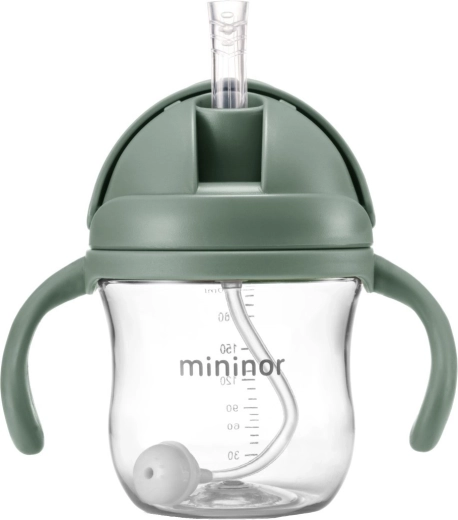 Mininor Tritan-Trinkflasche mit Strohhalm Willow Green 330 ml