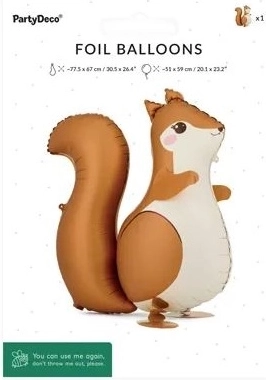 Folienballon Eichhörnchen, Mix, 51 × 59 cm